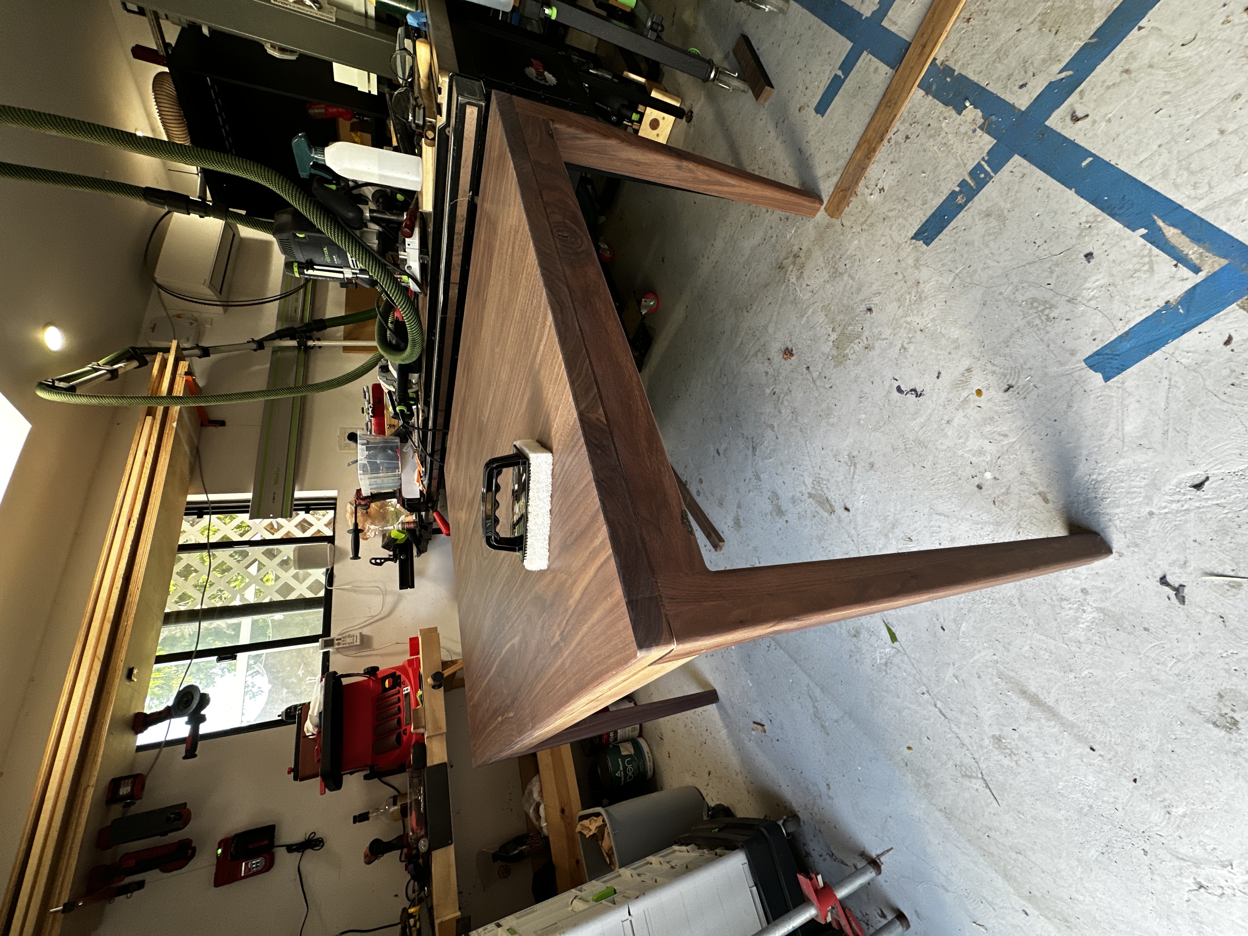 Solid walnut dining table - overhead angle