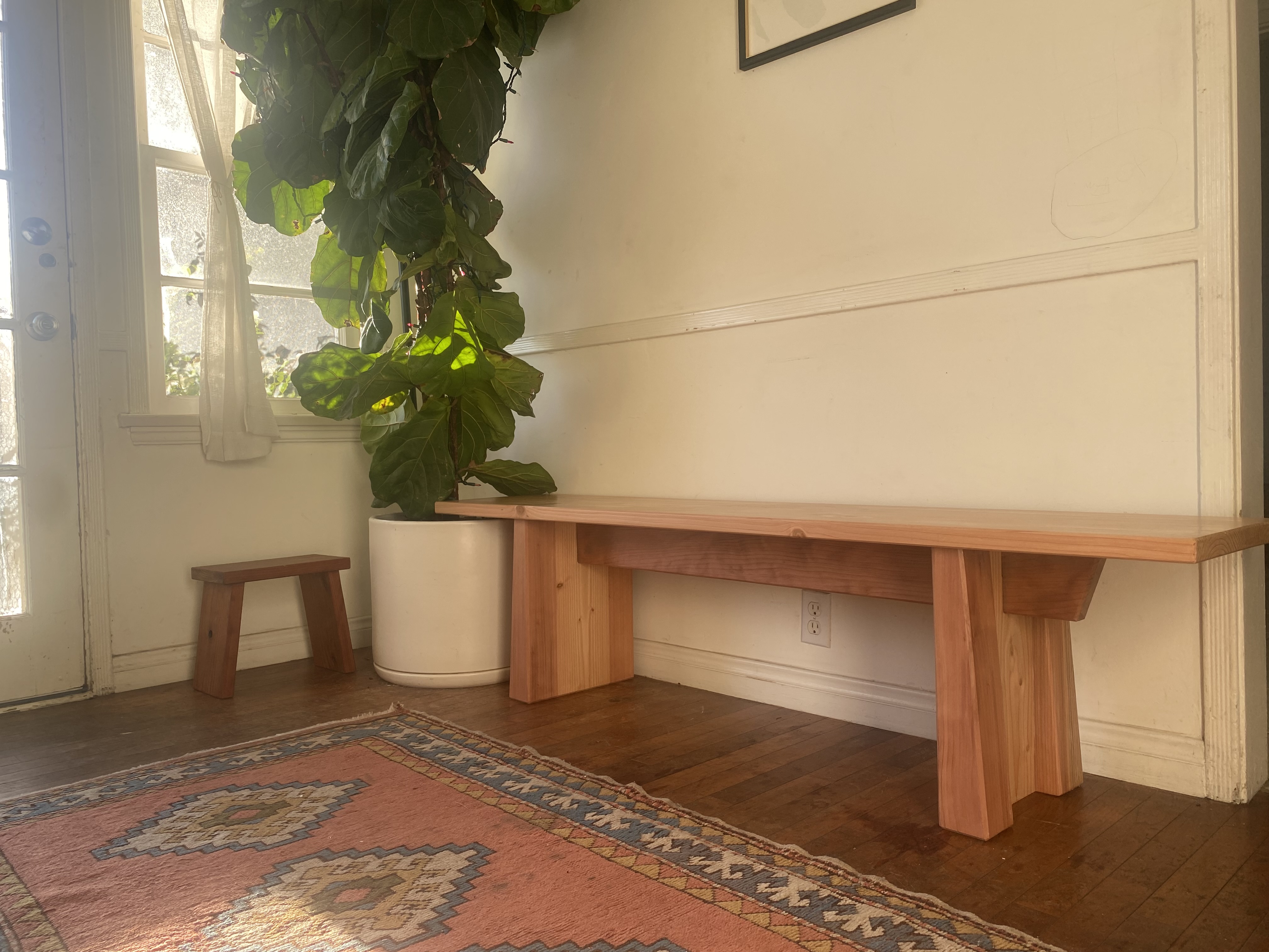 Cedar entryway bench - room setting