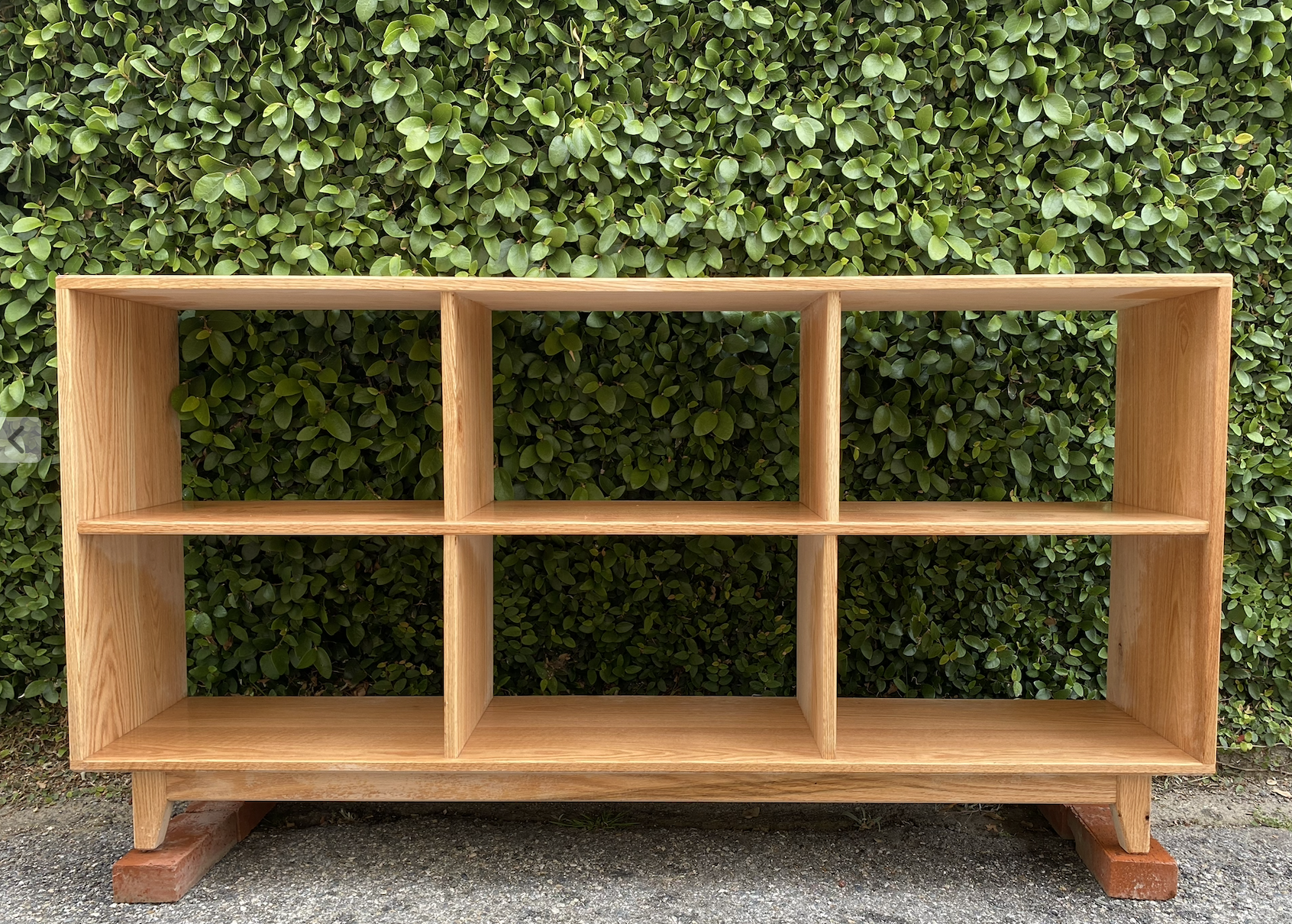Oak cubby bookshelf - straight on