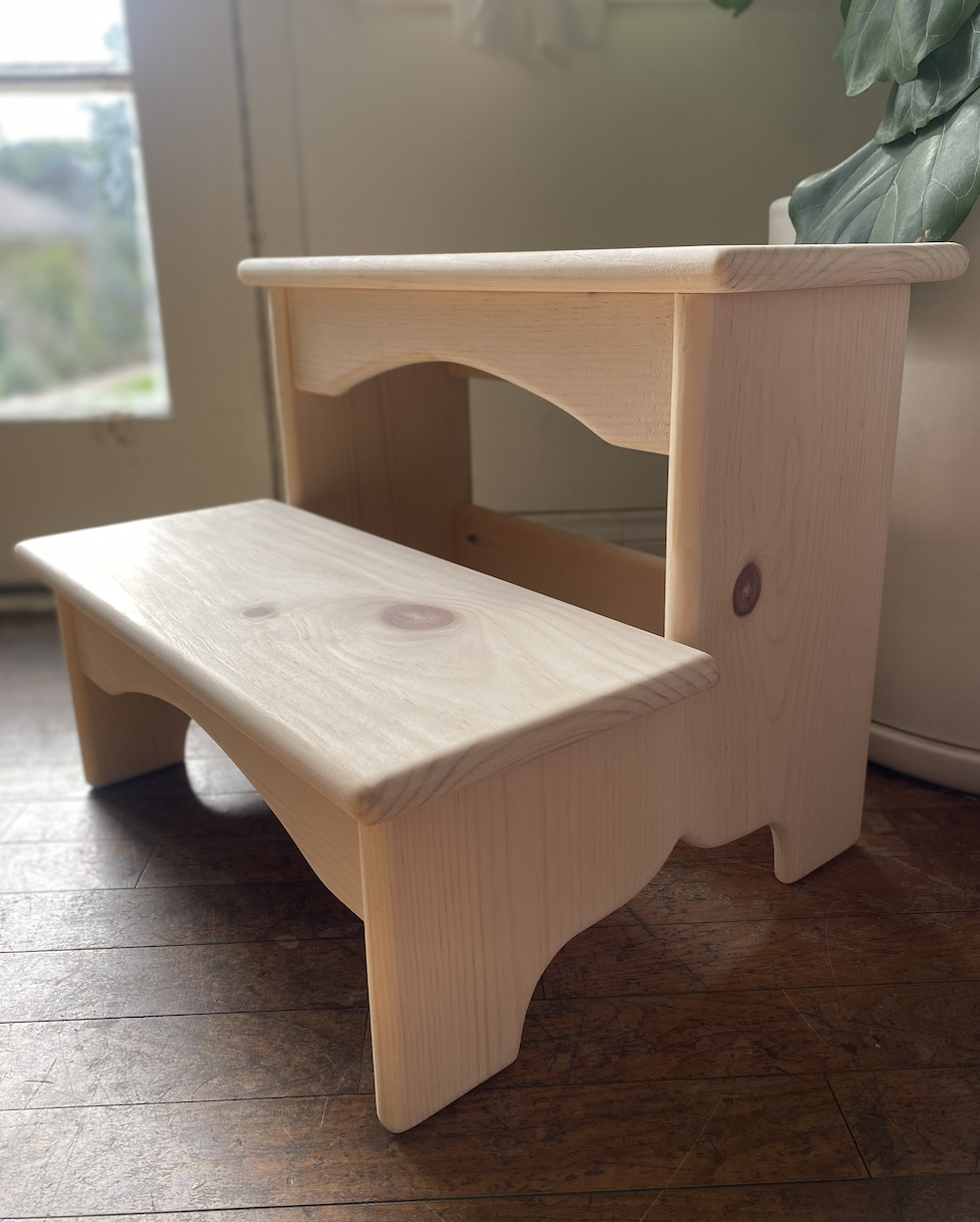 Handmade step stool - angle view